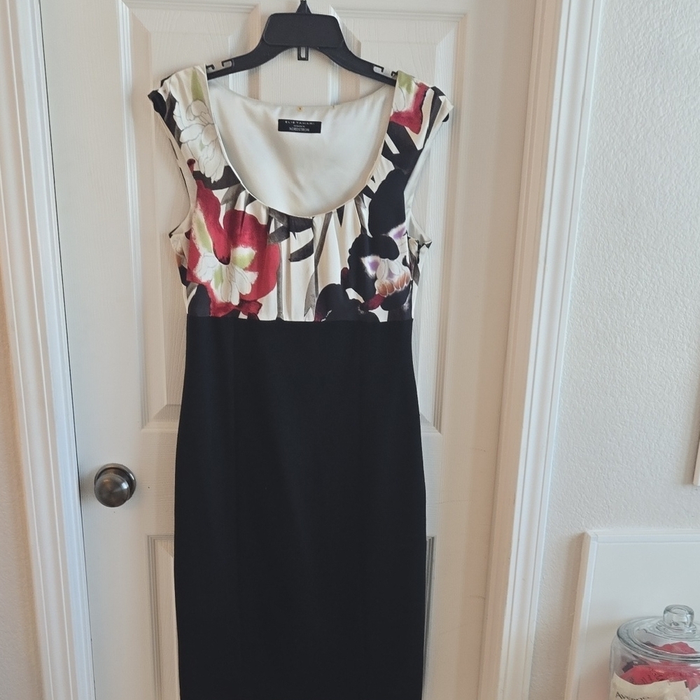Elie Tahari Sheeth Floral Black Dress
